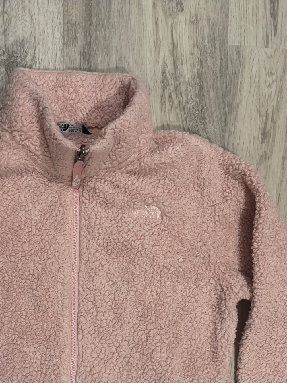 The North Face Girls Large Pink Sherpa Fleece Jacket Cozy Zip Up - Picture 9 of 9